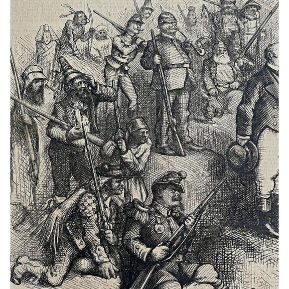 Thomas Nast Harper's Centerfold 1875 Victorian Woodcut Engraving LGBinTN2 - Picture 3 of 4